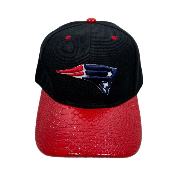 New England Patriots Logo Snake Skin Visor Red Blue Hat Adjustable Football Cap - Picture 1 of 12